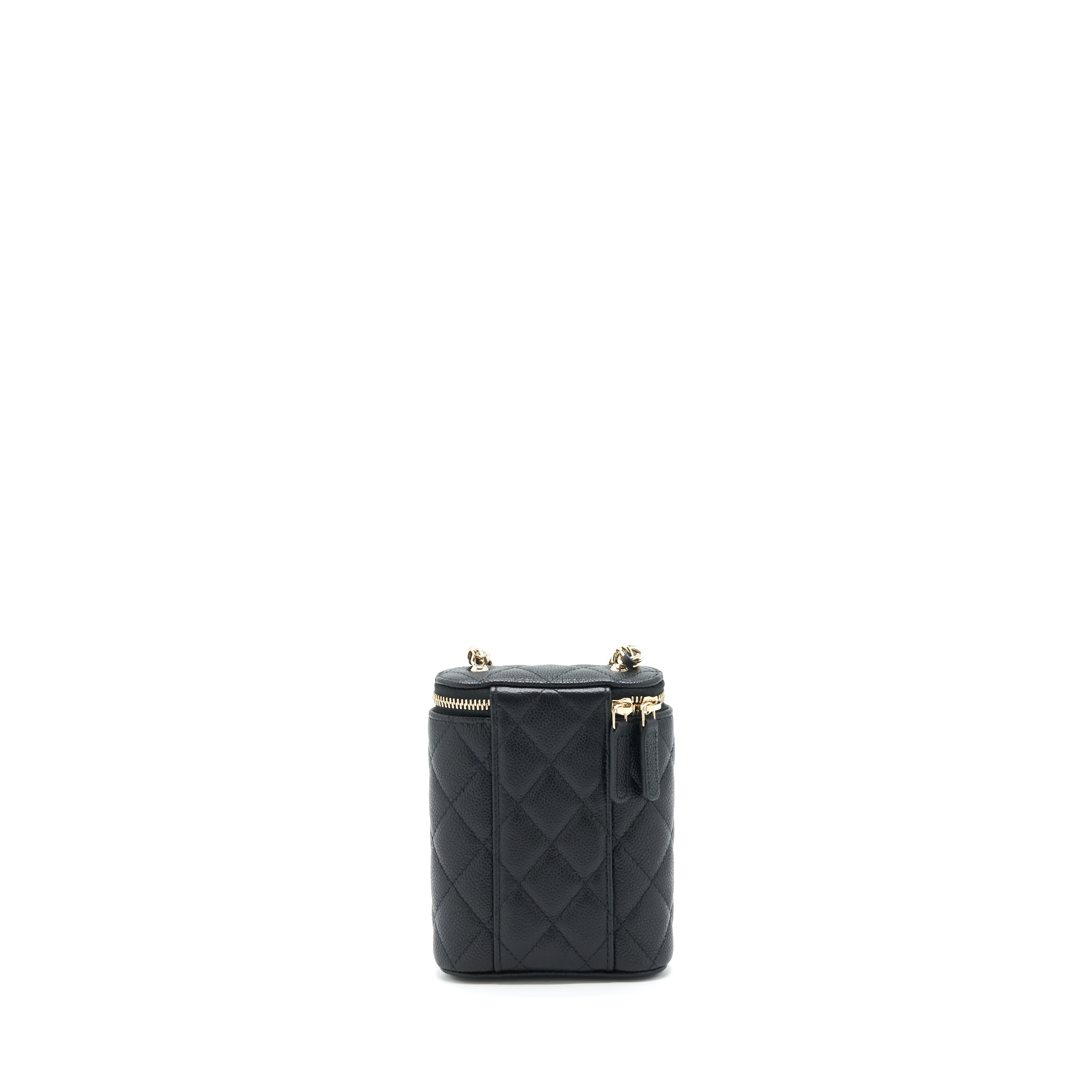 CHANEL 22P VERTICAL MINI VANITY WITH CC LOGO CHAIN CAVIAR BLACK LGHW
