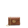 GUCCI GG MARMONT MATELASSE MINI BAG CALFSKIN BROWN GHW