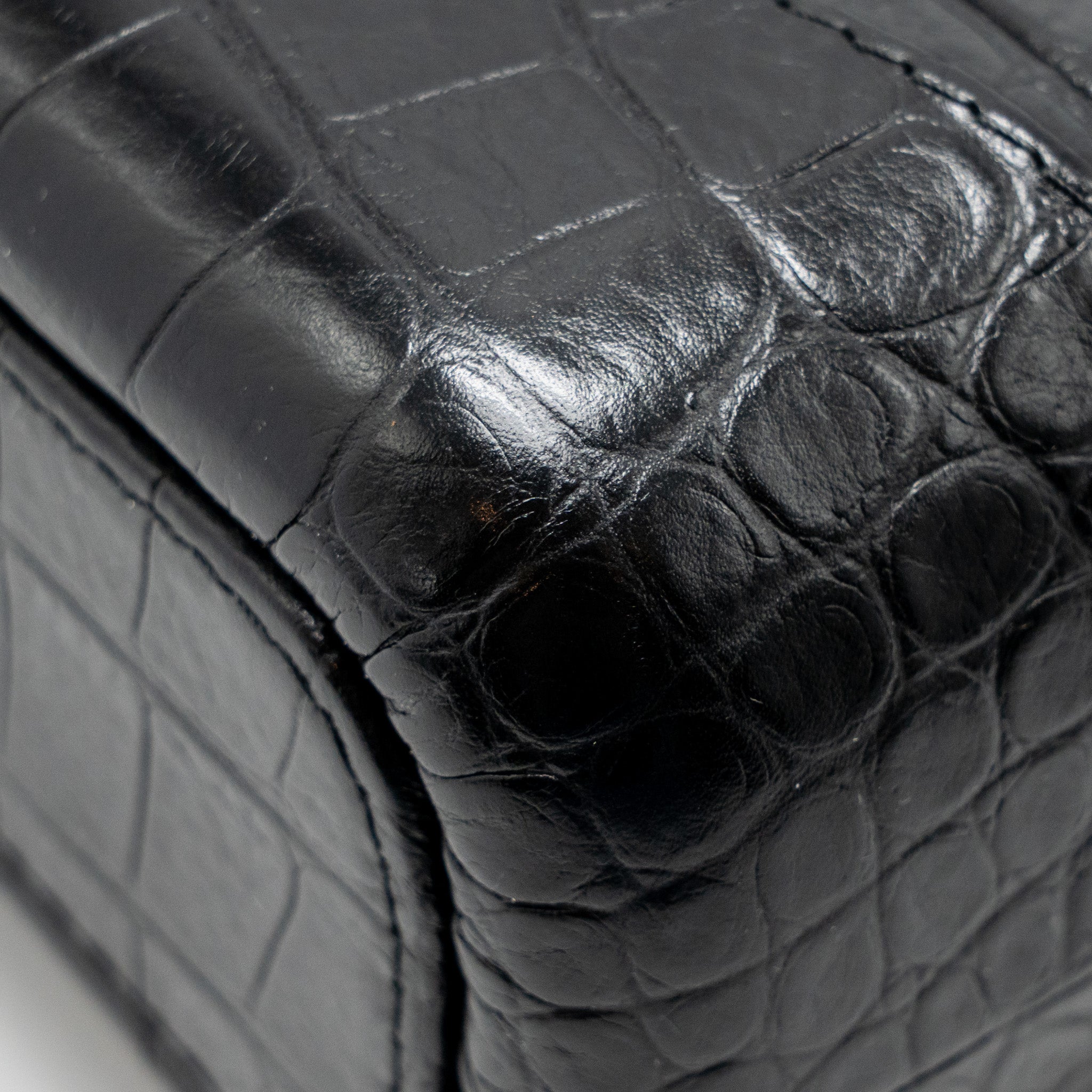 CHANEL SMALL GABRIELLE HOBO BAG WITH TOP HANDLE CROC-EMBOSSED CALFSKIN BLACK MULTICOLOURED HARDWARE
