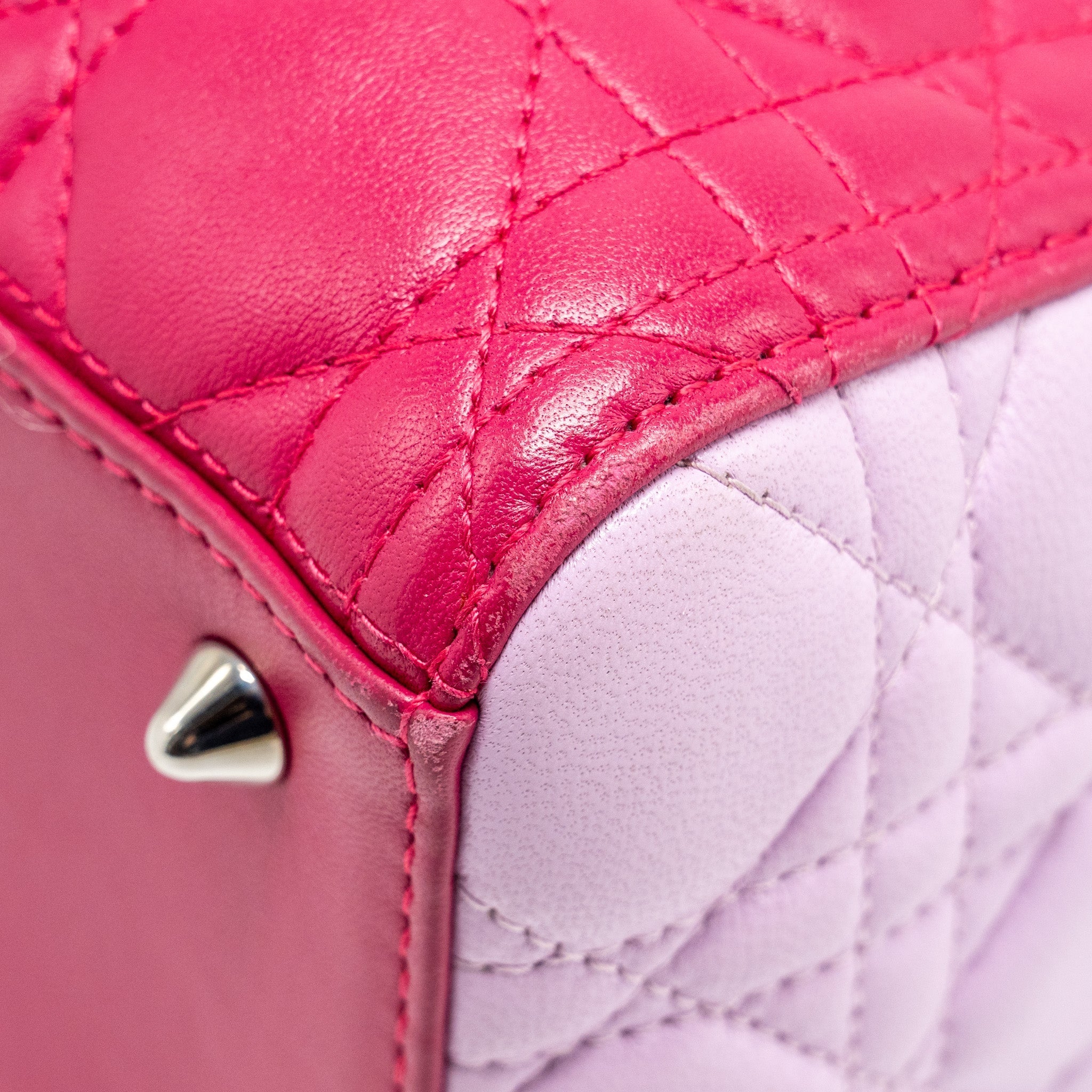 DIOR MEDIUM LADY DIOR LAMBSKIN PINK / MULTICOLOUR SHW
