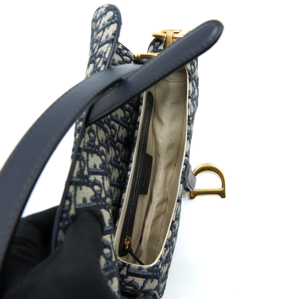 DIOR MEDIUM SADDLE BAG BLUE OBLIQUE CANVAS GHW