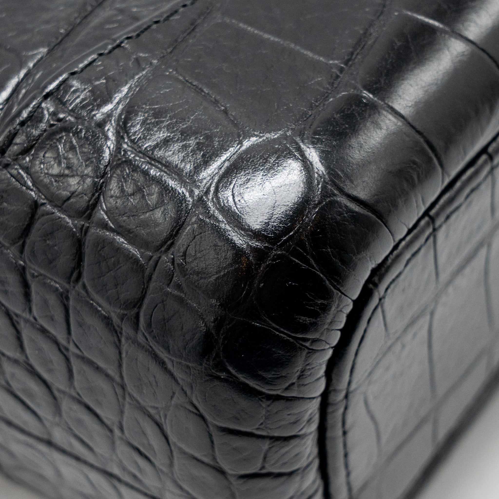 CHANEL SMALL GABRIELLE HOBO BAG WITH TOP HANDLE CROC-EMBOSSED CALFSKIN BLACK MULTICOLOURED HARDWARE