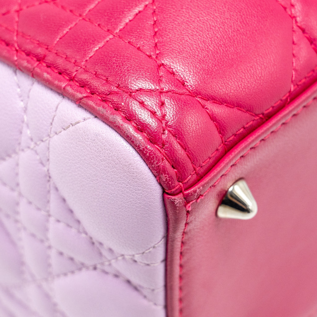 DIOR MEDIUM LADY DIOR LAMBSKIN PINK / MULTICOLOUR SHW
