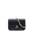 CHANEL QUILTED CC PEARL LOGO SHOULDER FLAP BAG WITH CHAIN