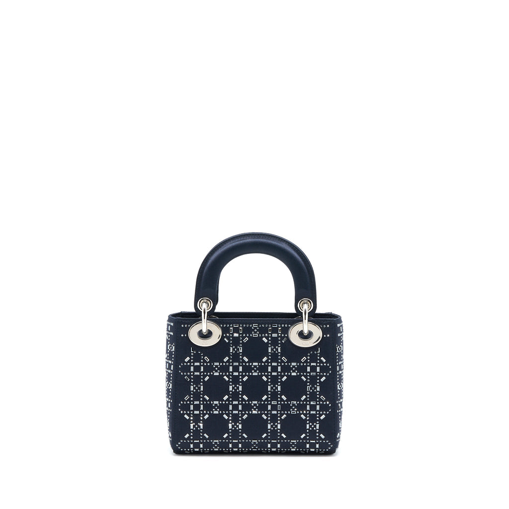 DIOR MINI LADY DIOR STAIN CRYSTAL CANNAGE DARK BLUE SHW