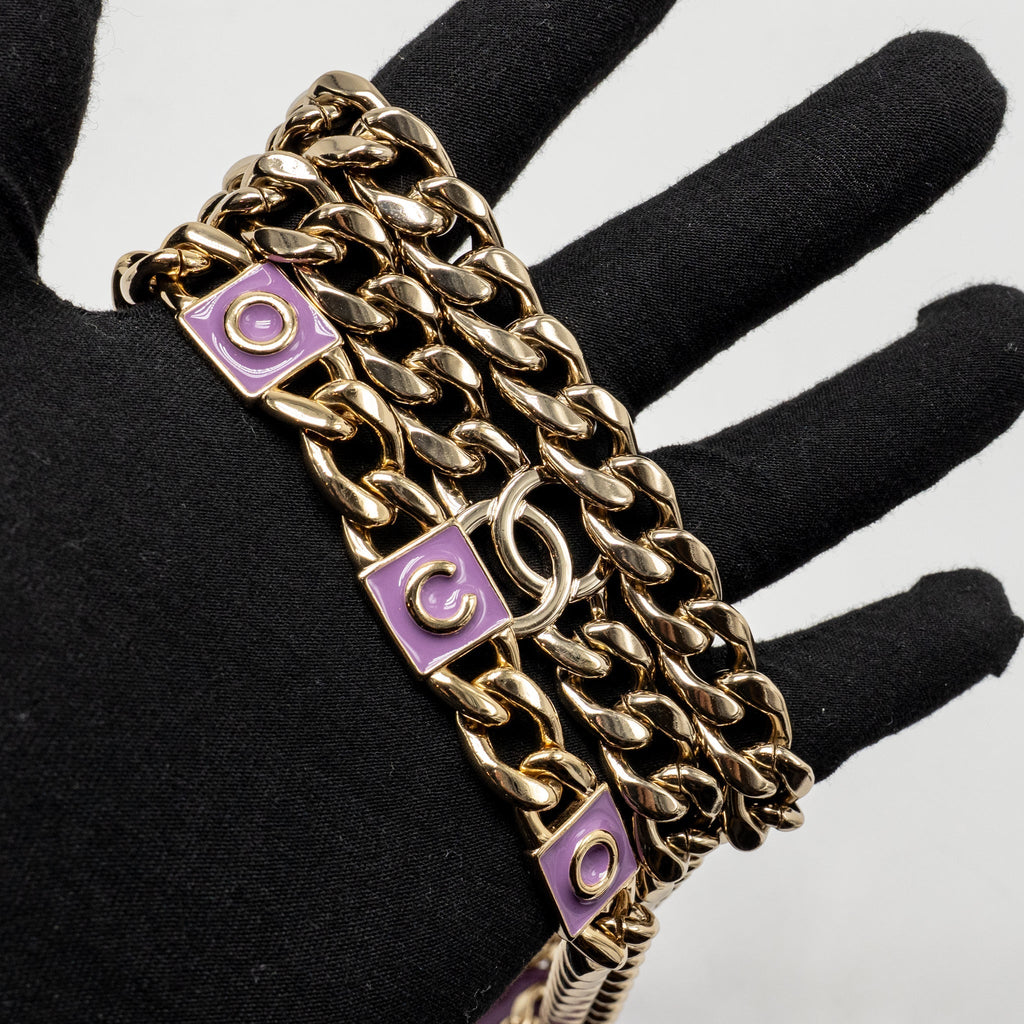 CHANEL MINI VANITY CASE WITH GIANT CHAIN LAMBSKIN PURPLE LGHW