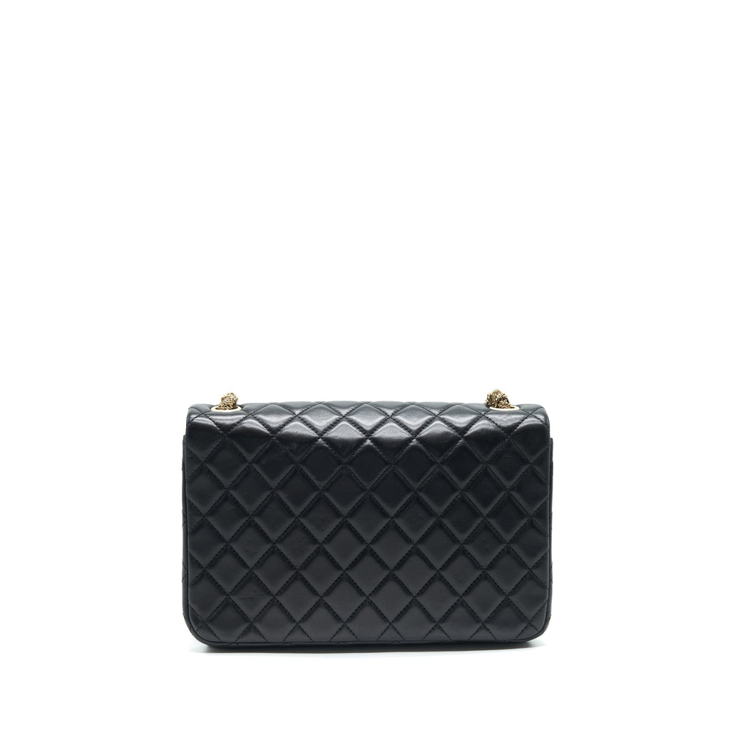 CHANEL QUILTED CC PEARL LOGO SHOULDER FLAP BAG WITH CHAIN