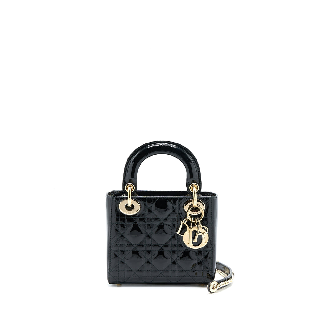 DIOR MINI LADY DIOR PATENT BLACK LGHW