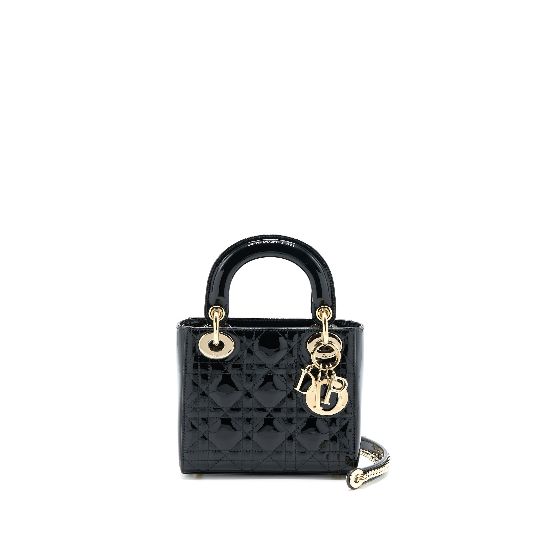 DIOR MINI LADY DIOR PATENT BLACK LGHW