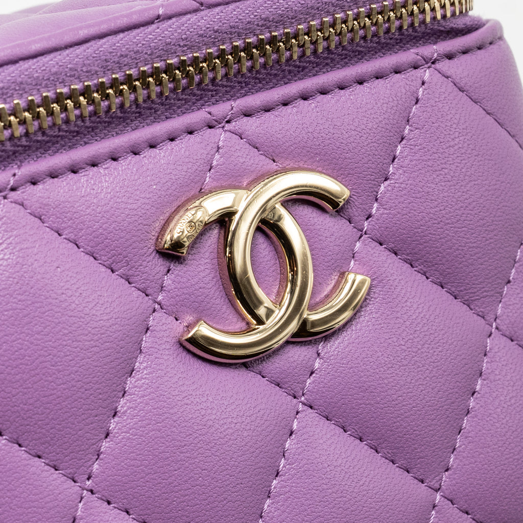 CHANEL MINI VANITY CASE WITH GIANT CHAIN LAMBSKIN PURPLE LGHW