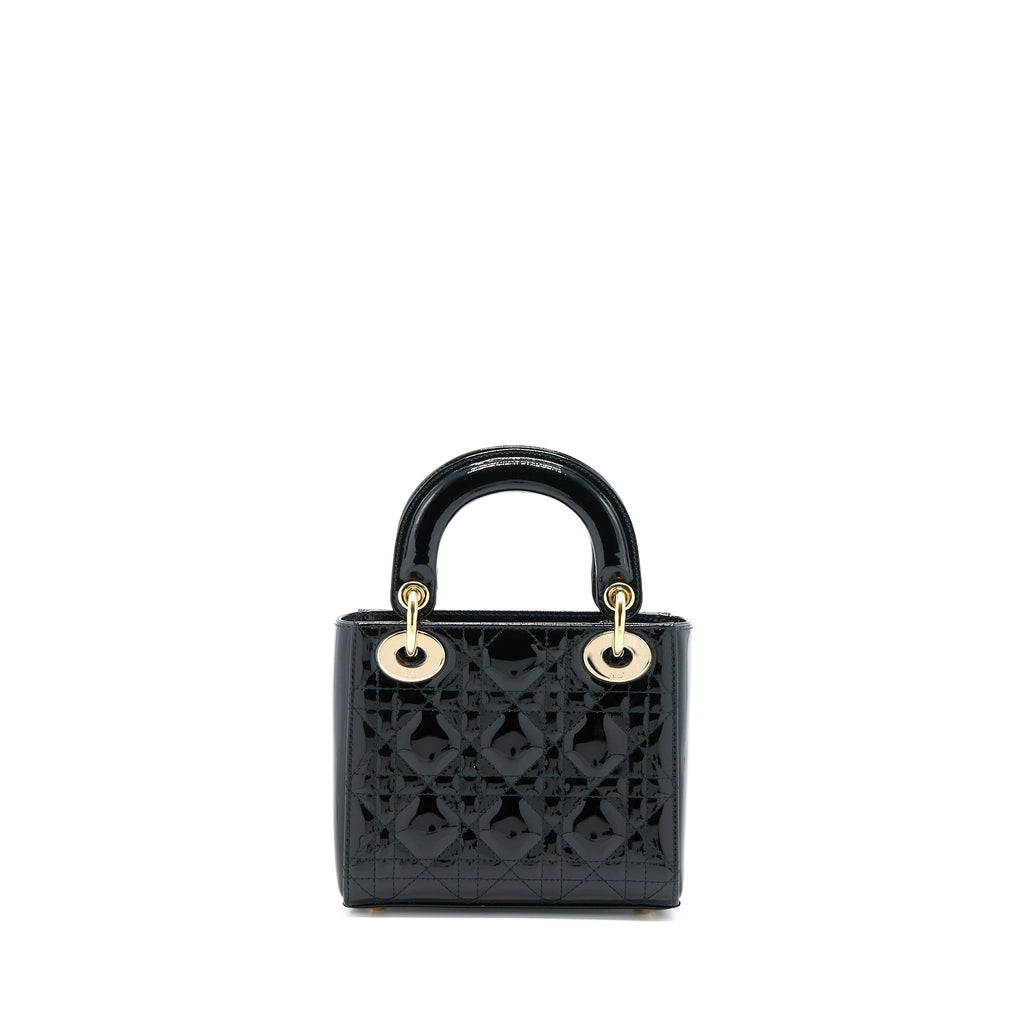 DIOR MINI LADY DIOR PATENT BLACK LGHW