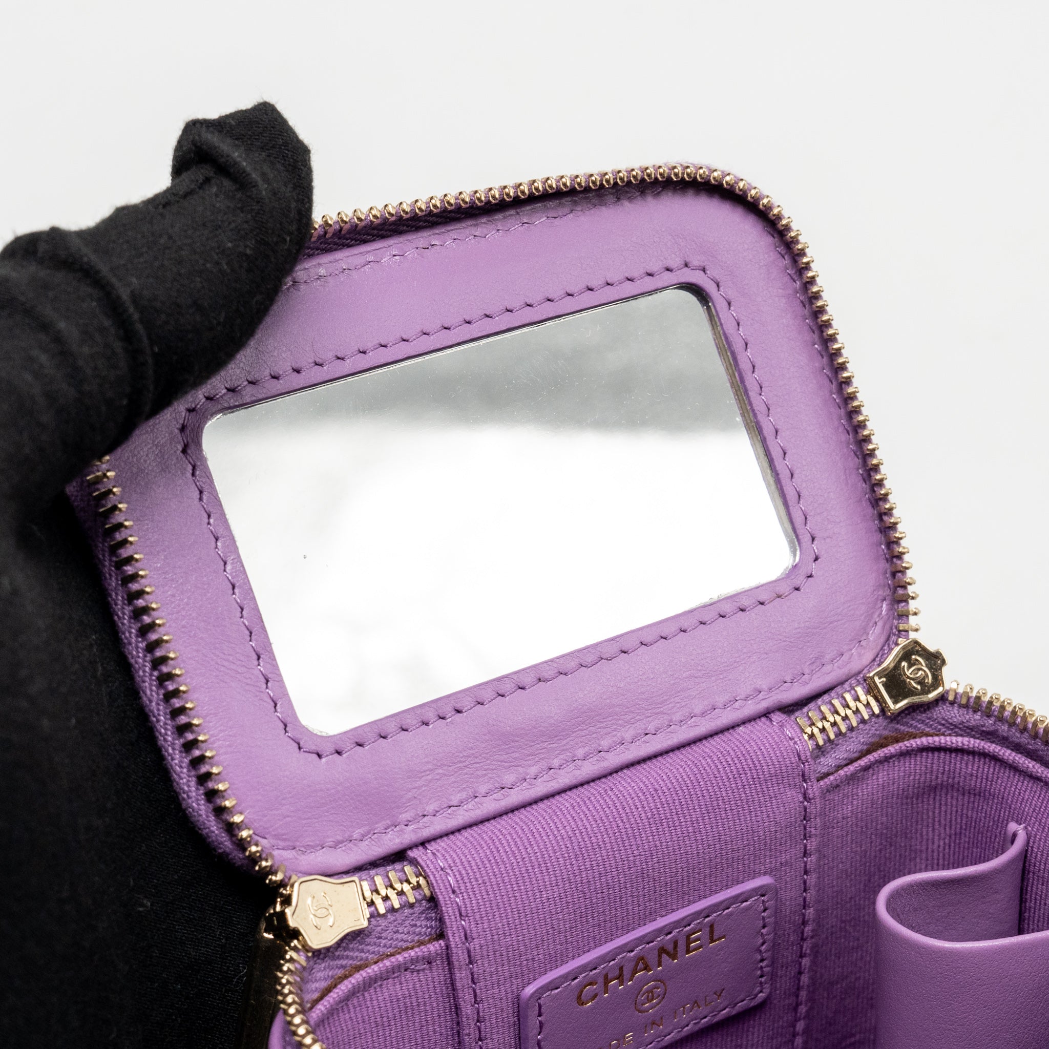 CHANEL MINI VANITY CASE WITH GIANT CHAIN LAMBSKIN PURPLE LGHW