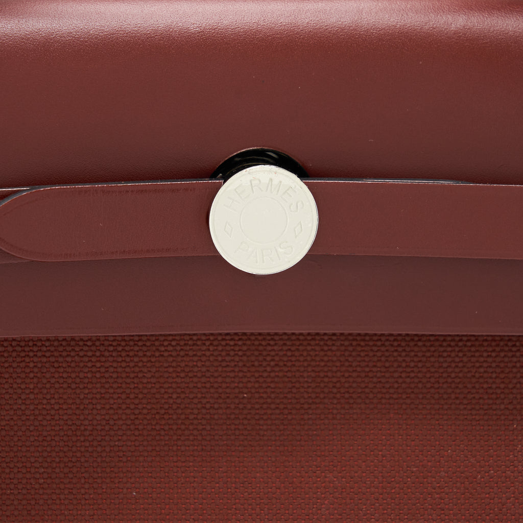 HERMES HERBAG ZIP 31 SELLIER CANVAS ROUGE H SHW