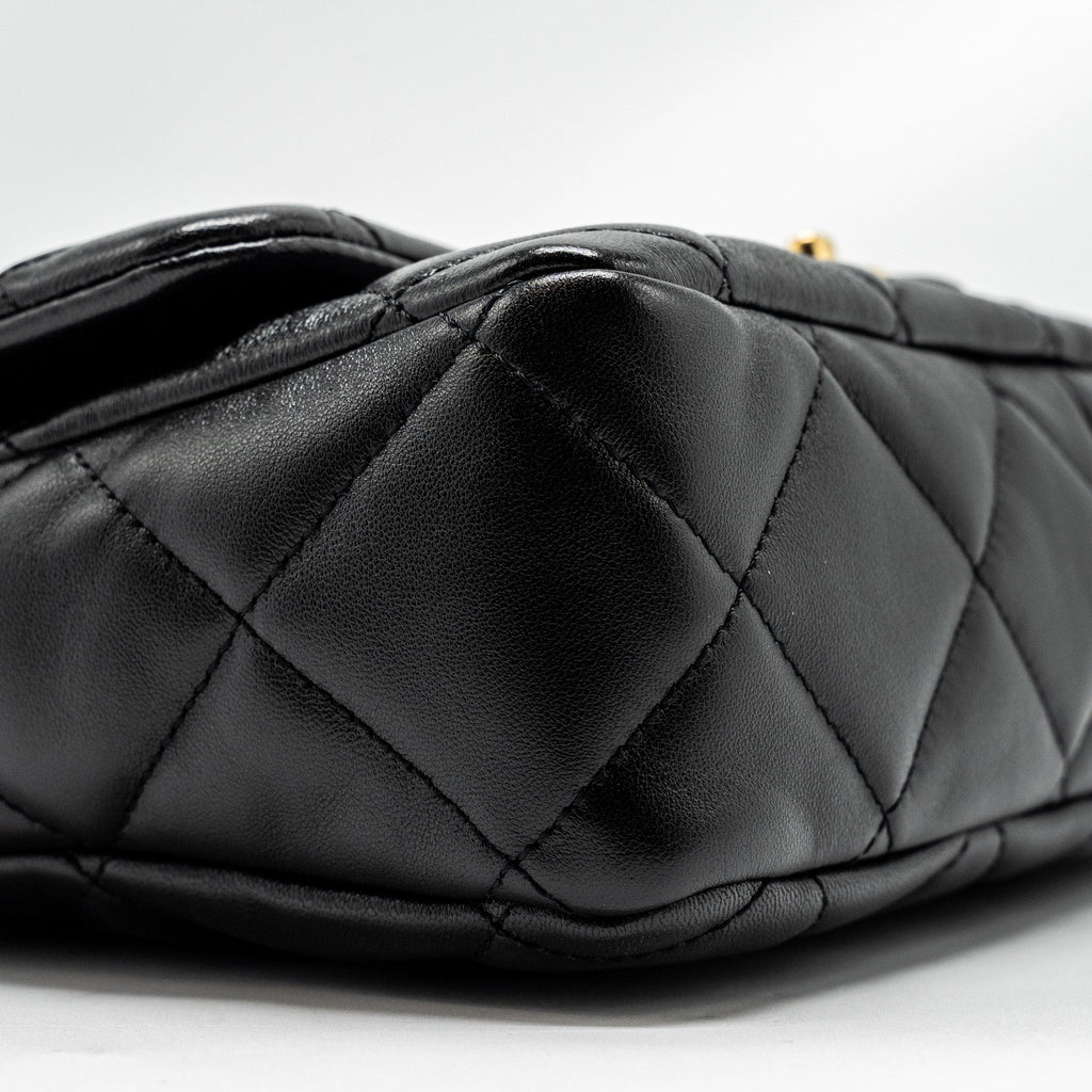 CHANEL GIANT CHAIN QUILTED LARGE FLAP BAG LAMBSKIN BLACK GHW (MICROCHIP)