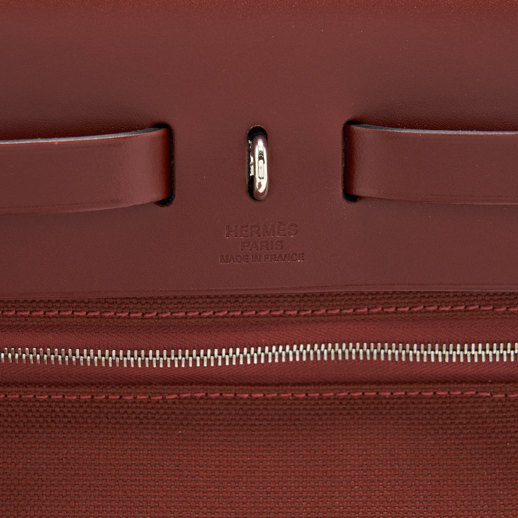 HERMES HERBAG ZIP 31 SELLIER CANVAS ROUGE H SHW