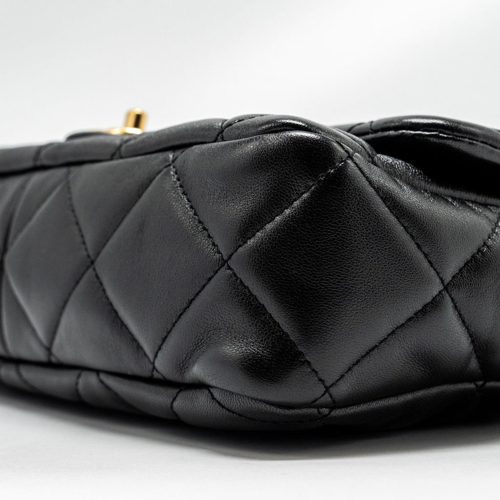 CHANEL GIANT CHAIN QUILTED LARGE FLAP BAG LAMBSKIN BLACK GHW (MICROCHIP)