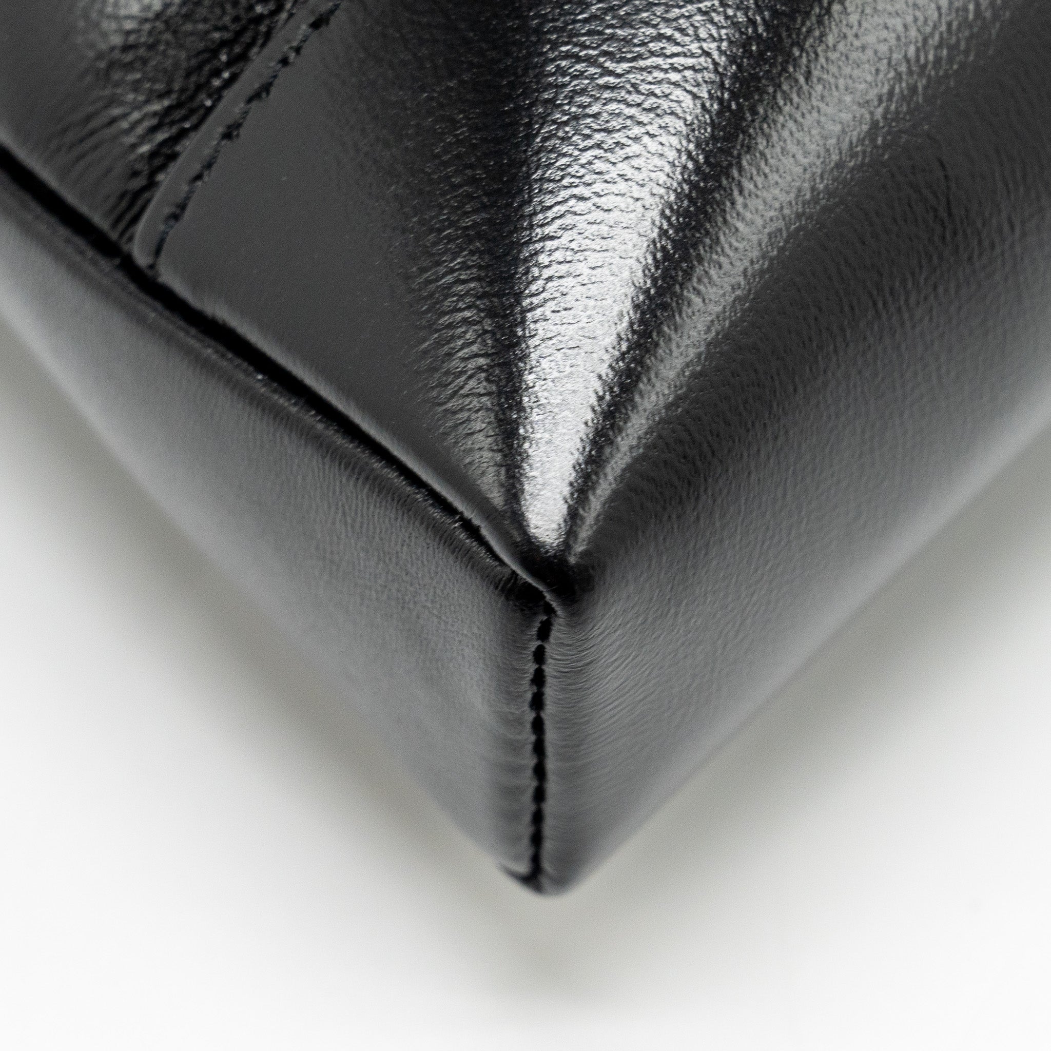 CHANEL MINI 31 CLUTCH WITH CHAIN SHINY LAMBSKIN BLACK LGHW (MICROCHIP)