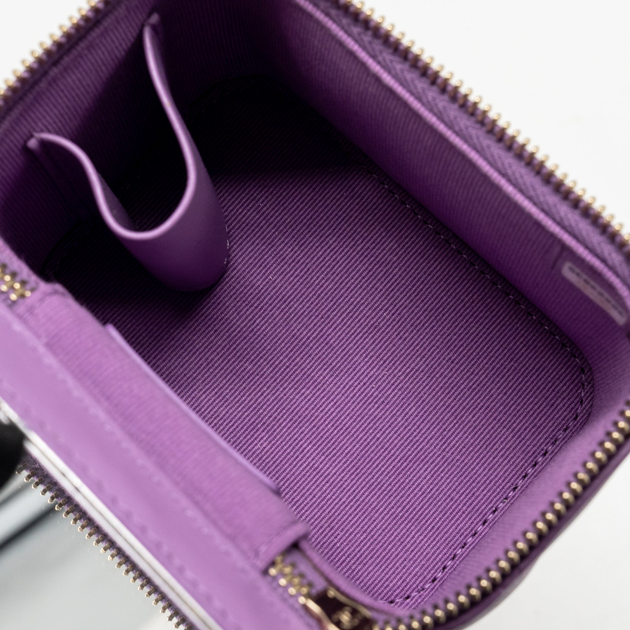 CHANEL MINI VANITY CASE WITH GIANT CHAIN LAMBSKIN PURPLE LGHW