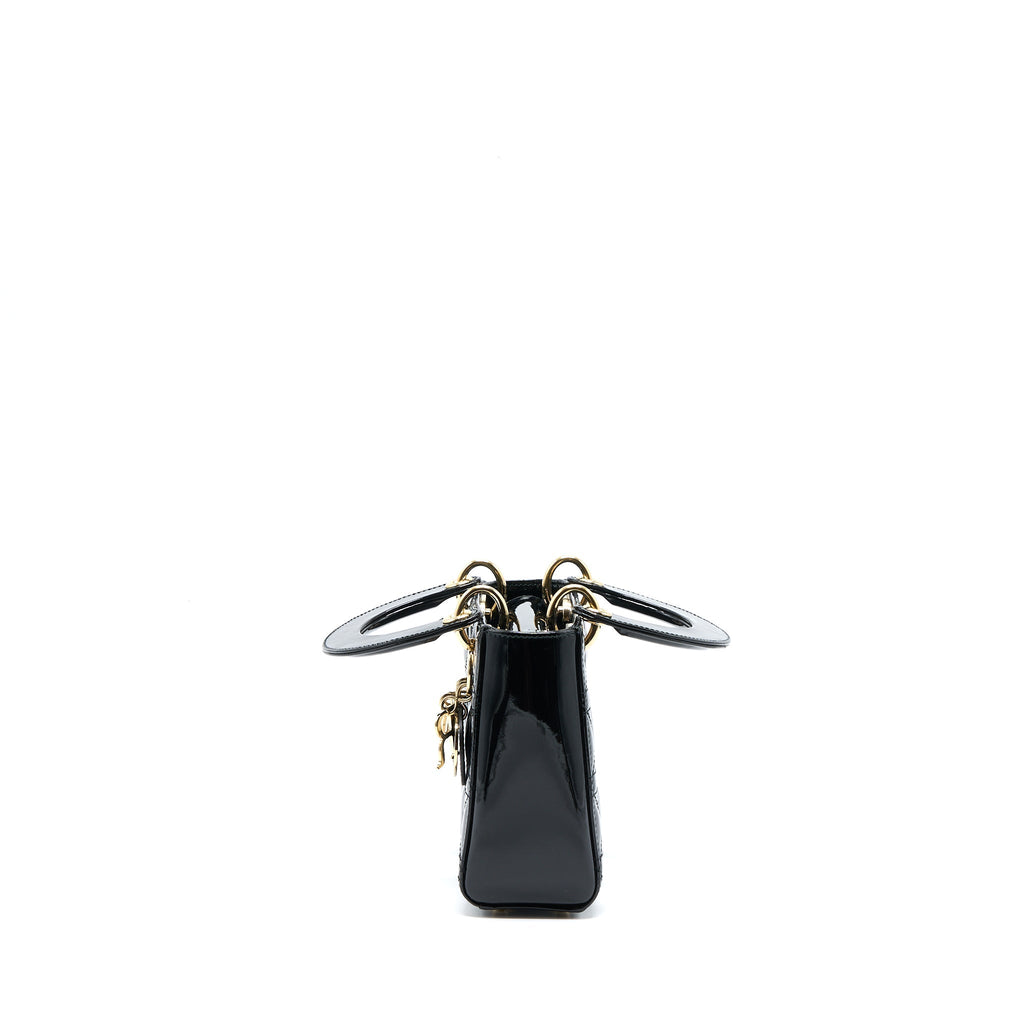 DIOR MINI LADY DIOR PATENT BLACK LGHW