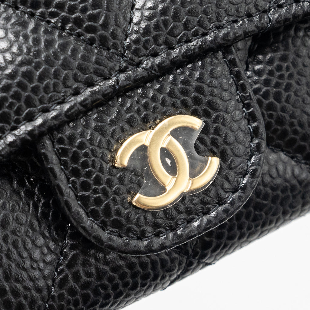 CHANEL CLASSIC FLAP CARD HOLDER CAVIAR BLACK GHW (MICROCHIP)