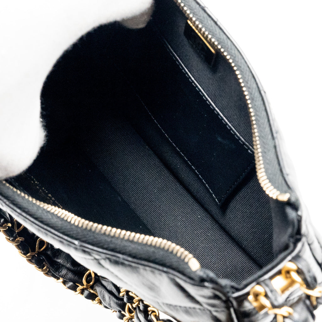CHANEL 23K HOBO SHOULDER BAG CALFSKIN BLACK GHW (MICROCHIP)