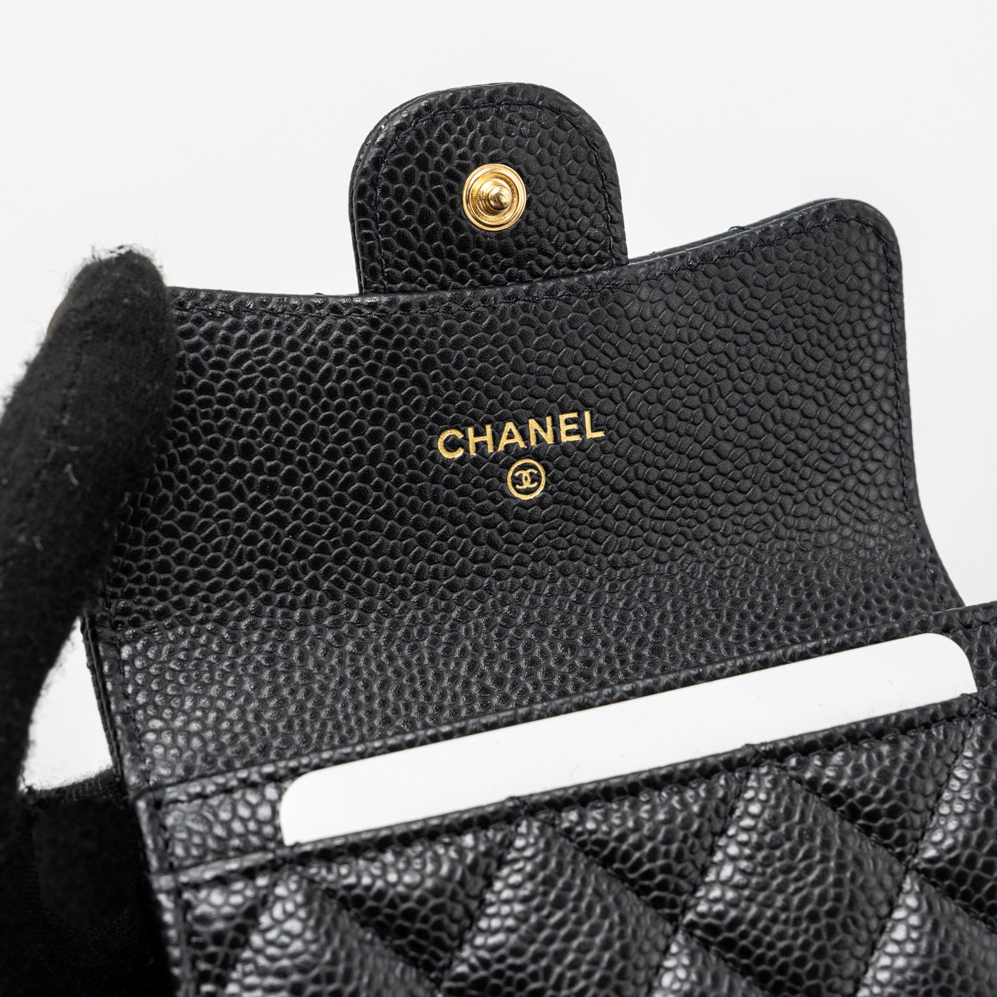 CHANEL CLASSIC FLAP CARD HOLDER CAVIAR BLACK GHW (MICROCHIP)