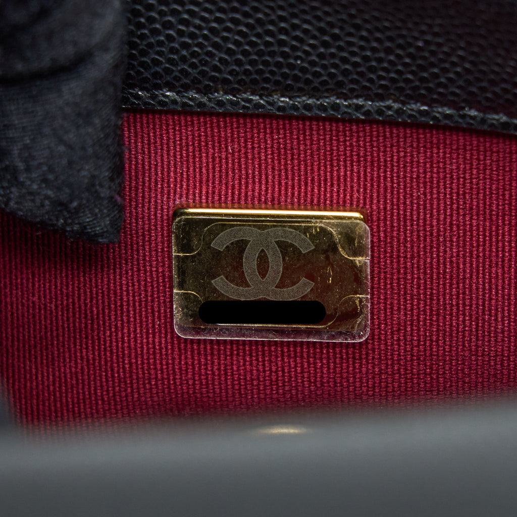 CHANEL 22A SQUARE FLAP BAG CAVIAR BLACK GHW (MICROCHIP)