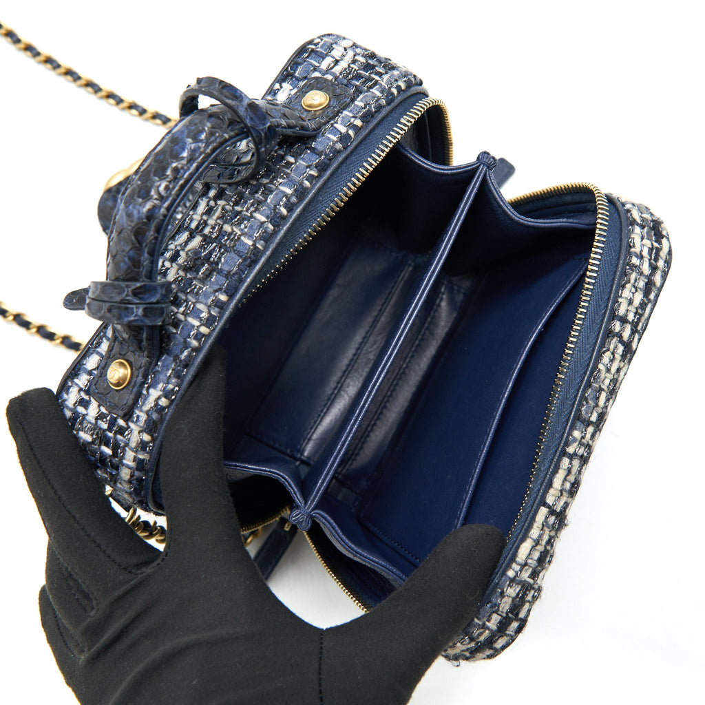 CHANEL TWEED AND PYTHON SMALL VANITY CASE