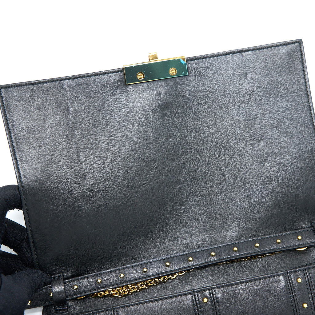 VALENTINO ROCKSTUD FLAP BAG LAMBSKIN BLACK GHW