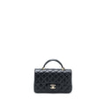 CHANEL TOP HANDLE MINI RECTANGULAR FLAP BAG LAMBSKIN BLACK LGHW (MICROCHIP)