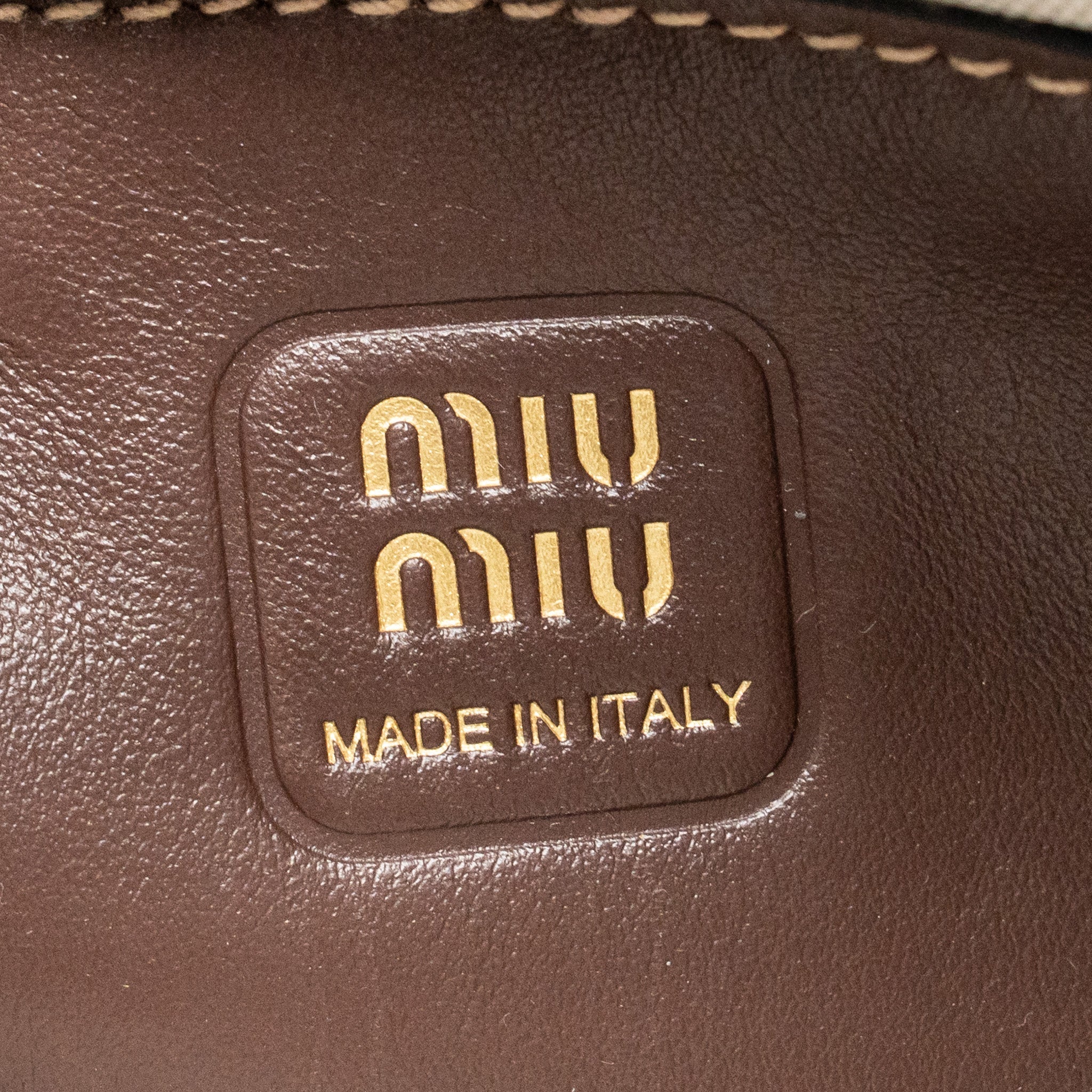 MIU MIU MINI IVY LEATHER BAG DARK BROWN GHW