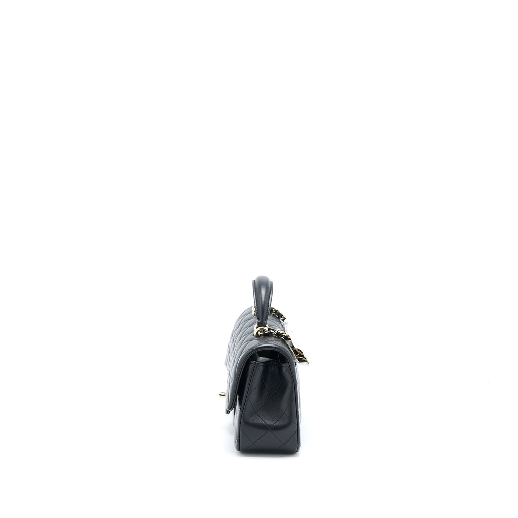 CHANEL TOP HANDLE MINI RECTANGULAR FLAP BAG LAMBSKIN BLACK LGHW (MICROCHIP)