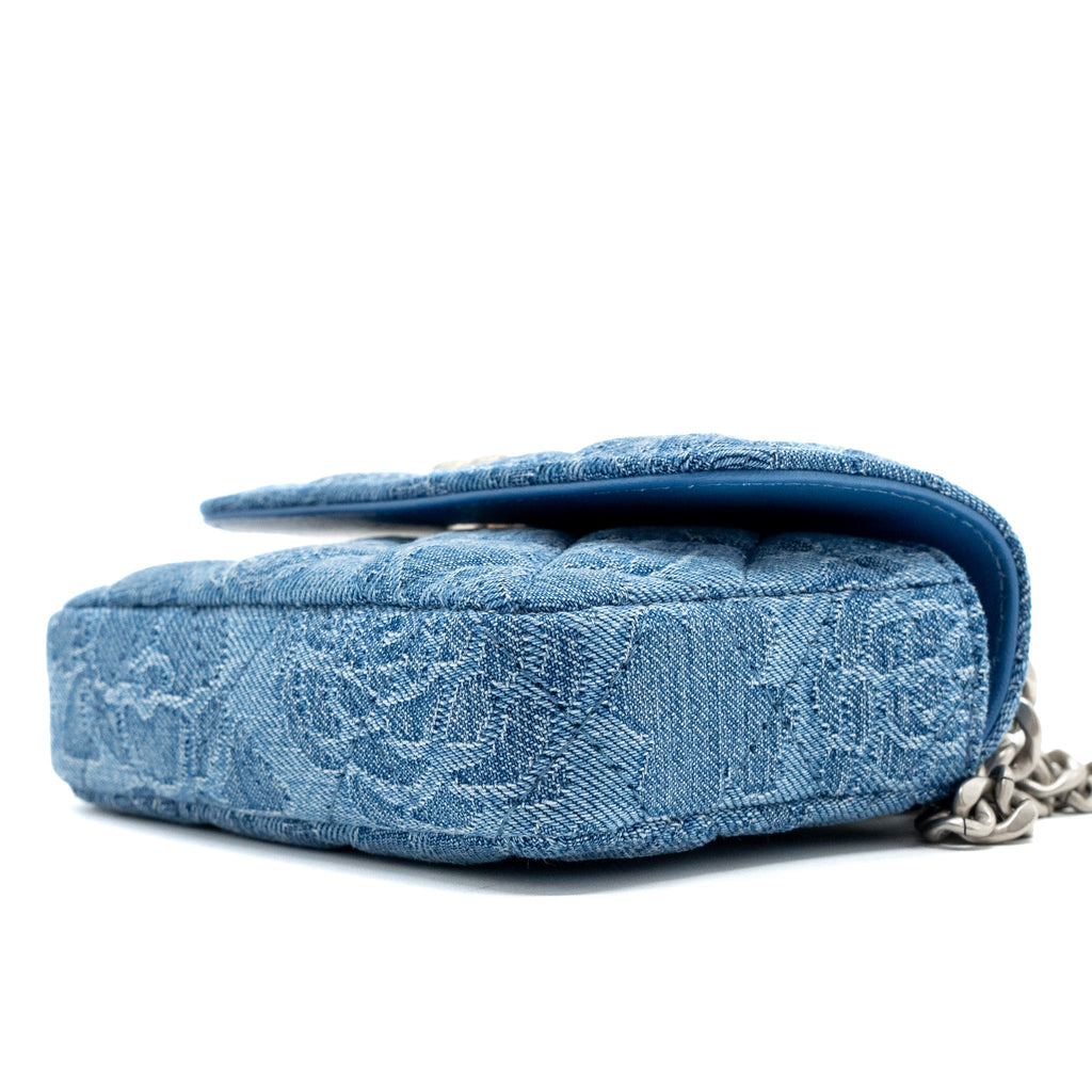 CHANEL COCO LOVE MINI CLUTCH WITH CHAIN DENIM BLUE SHW(MICROCHIP)