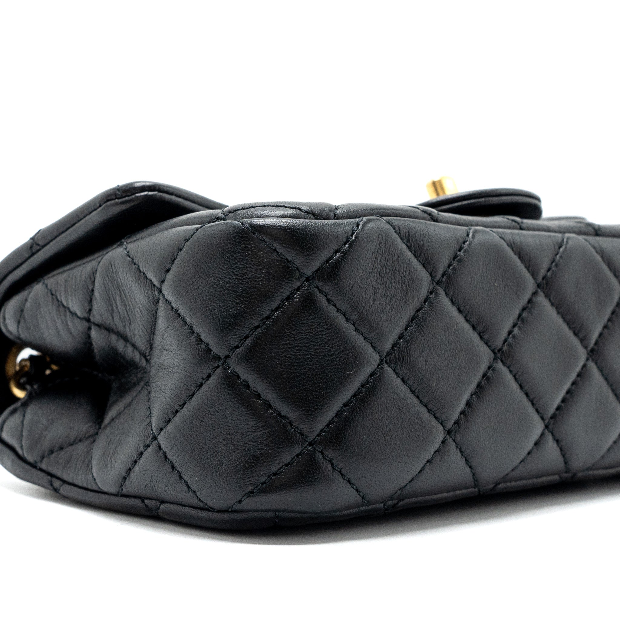 CHANEL PEARL CRUSH MINI RECTANGULAR FLAP BAG LAMBSKIN BLACK GHW