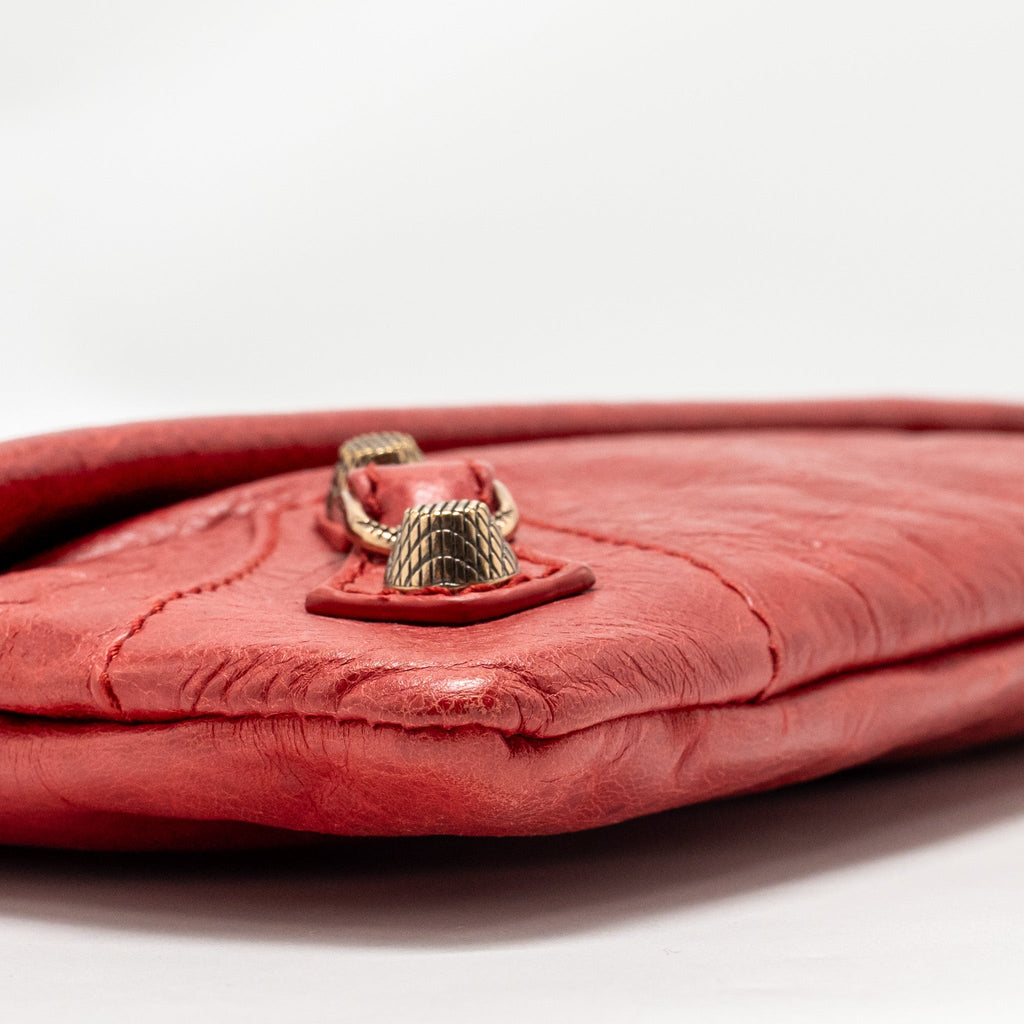 BALENCIAGA CITY FOLD CLUTCH LEATHER RED GHW