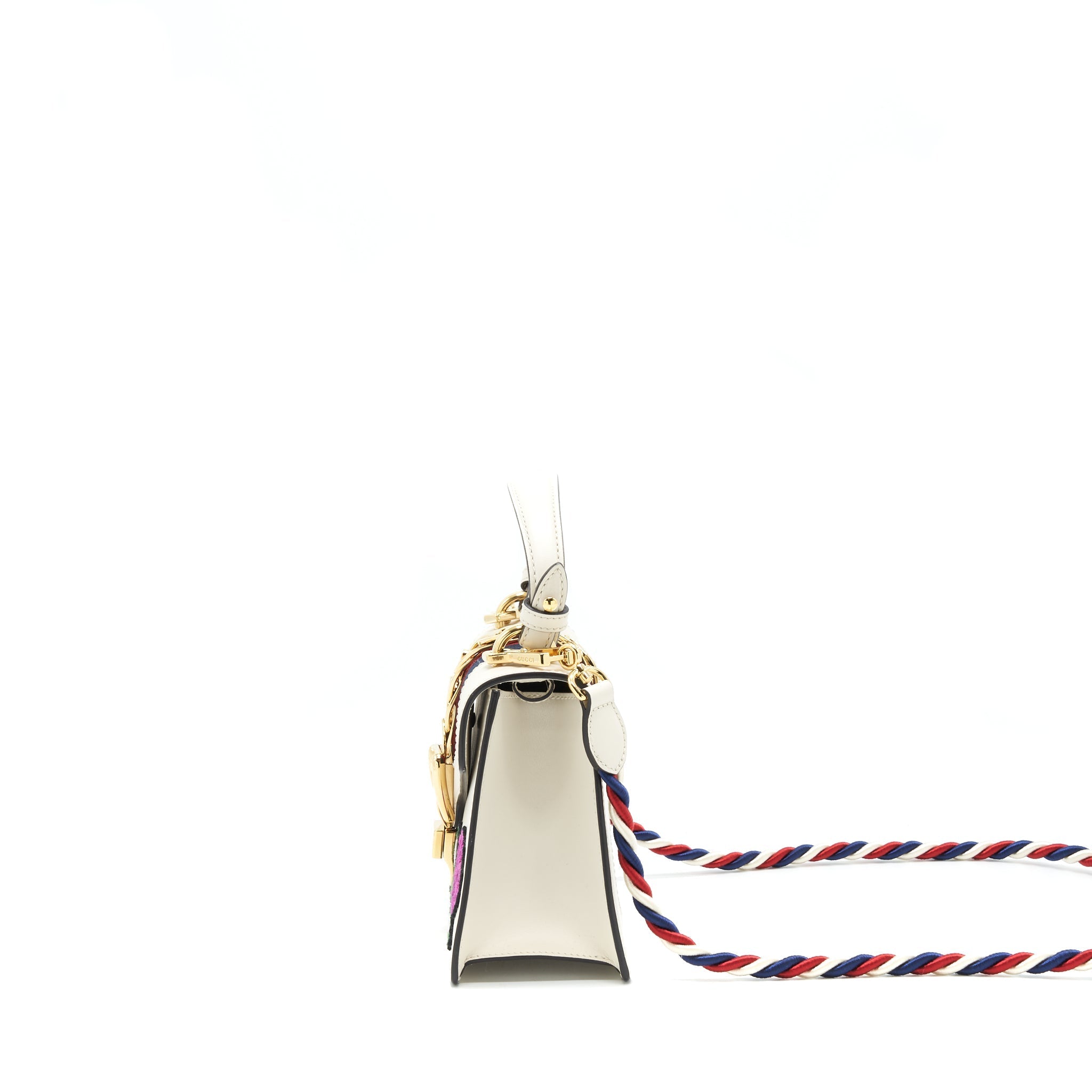 GUCCI SYLVIE EMBROIDERED MINI BAG WHITE