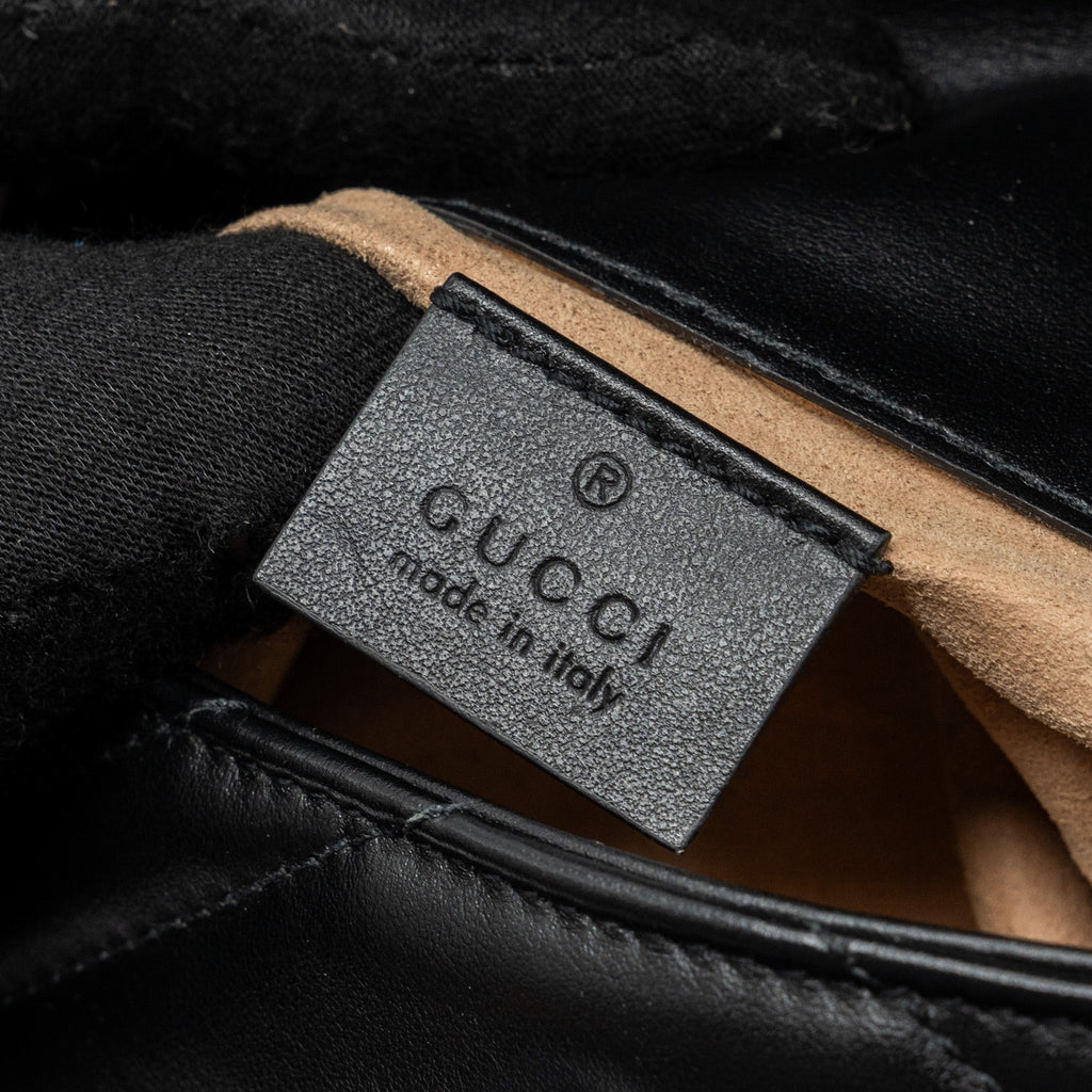GUCCI GG MARMONT SUPER MINI BAG CALFSKIN BLACK GHW