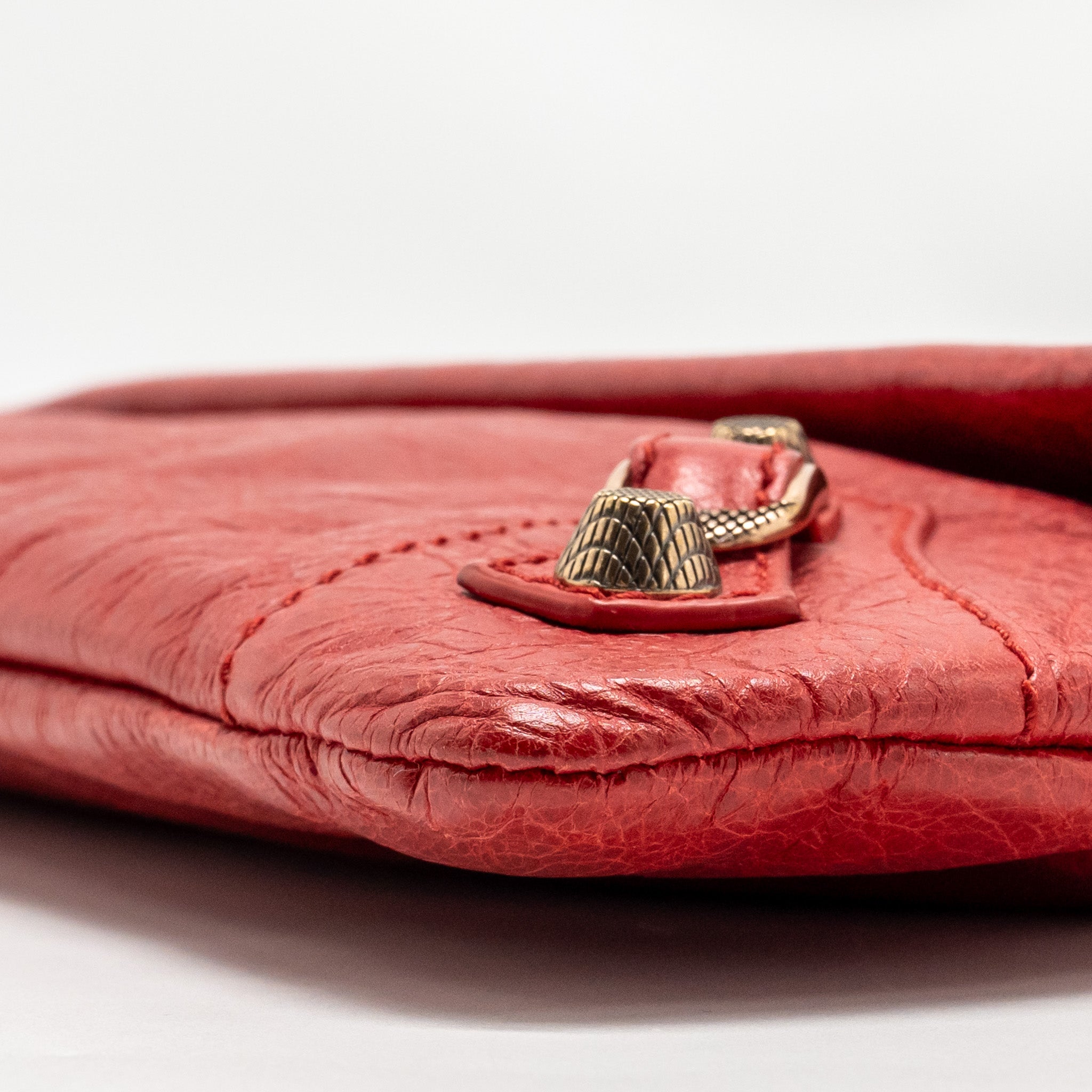 BALENCIAGA CITY FOLD CLUTCH LEATHER RED GHW