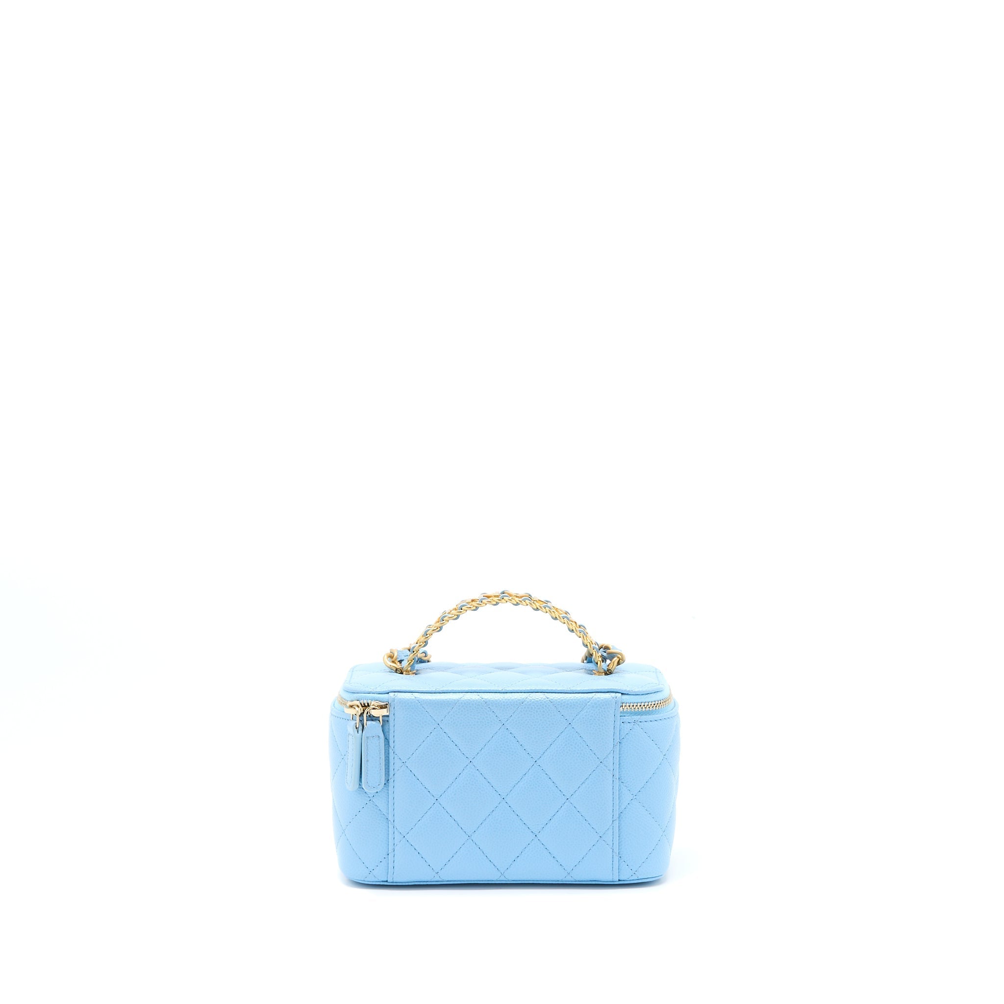 CHANEL 22S LETTER TOP HANDLE LONG VANITY CAVIAR BLUE GHW