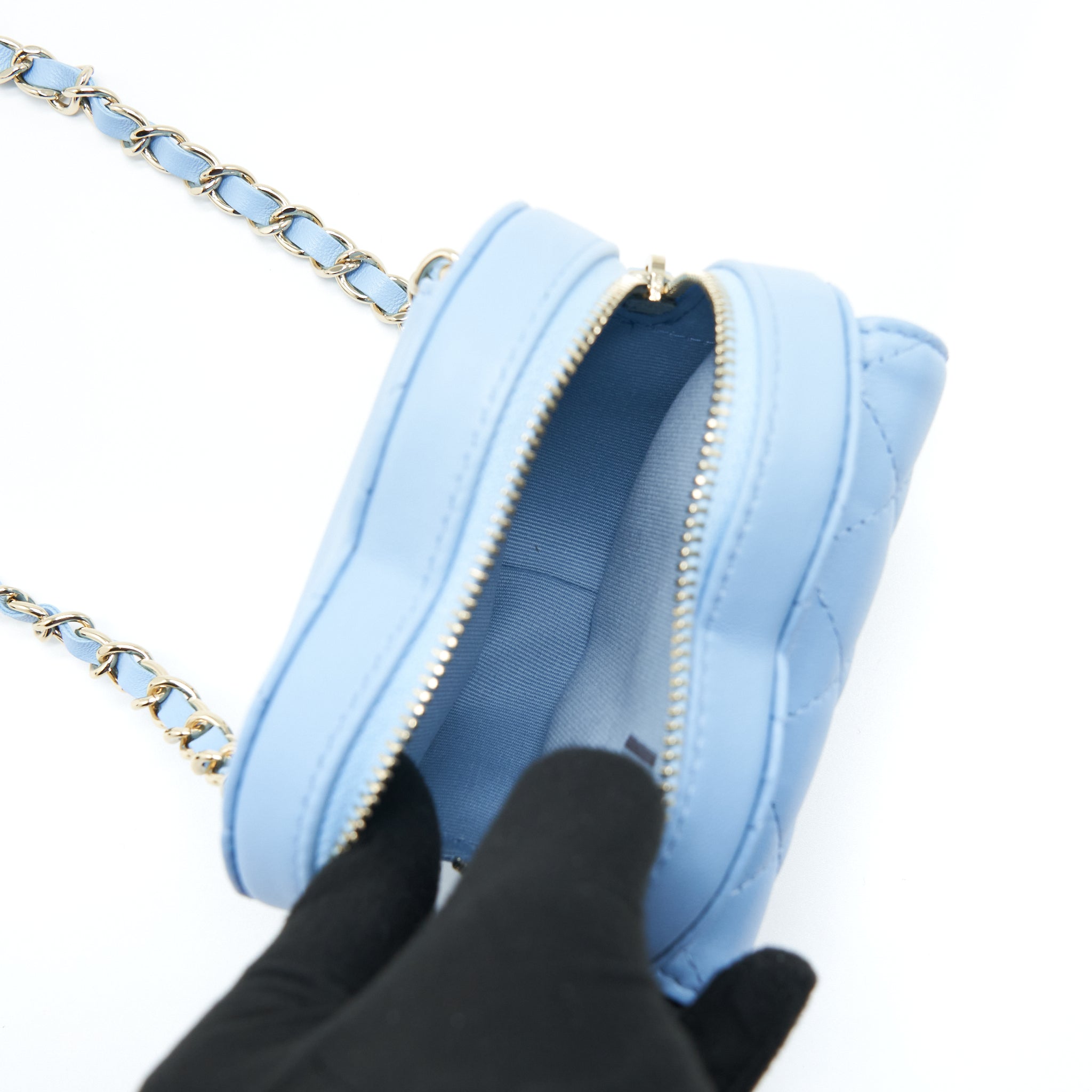 CHANEL 22S HEART BELT BAG LAMBSKIN LIGHT BLUE LGHW