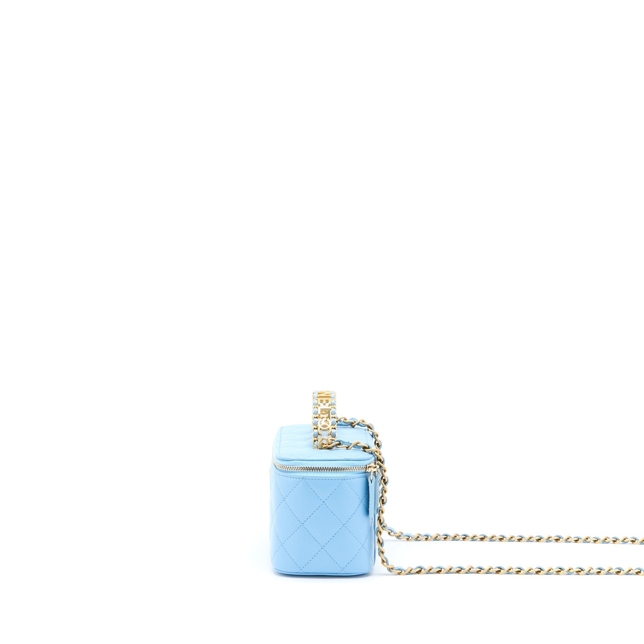 CHANEL 22S LETTER TOP HANDLE LONG VANITY CAVIAR BLUE GHW