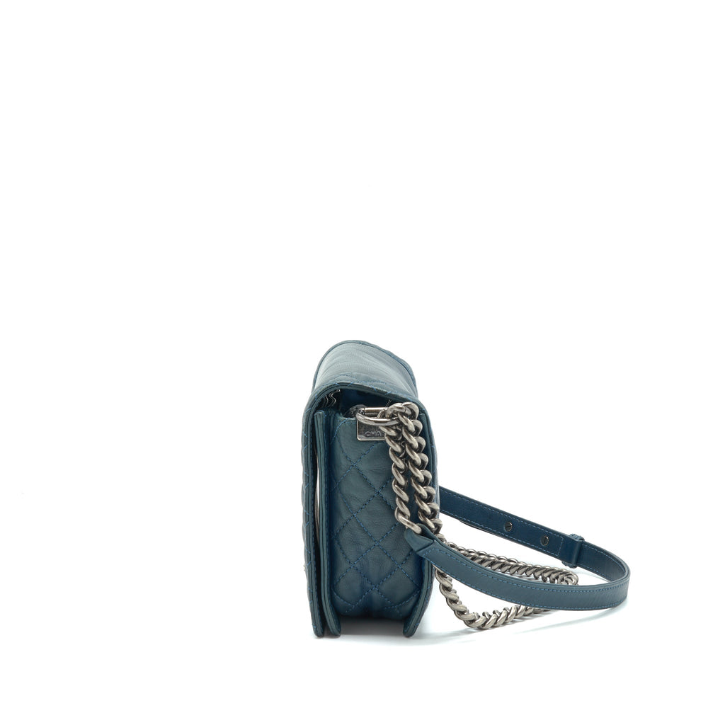 CHANEL BOY BAG SOFT CALFSKIN DARK BLUE RUTHENIUM HARDWARE