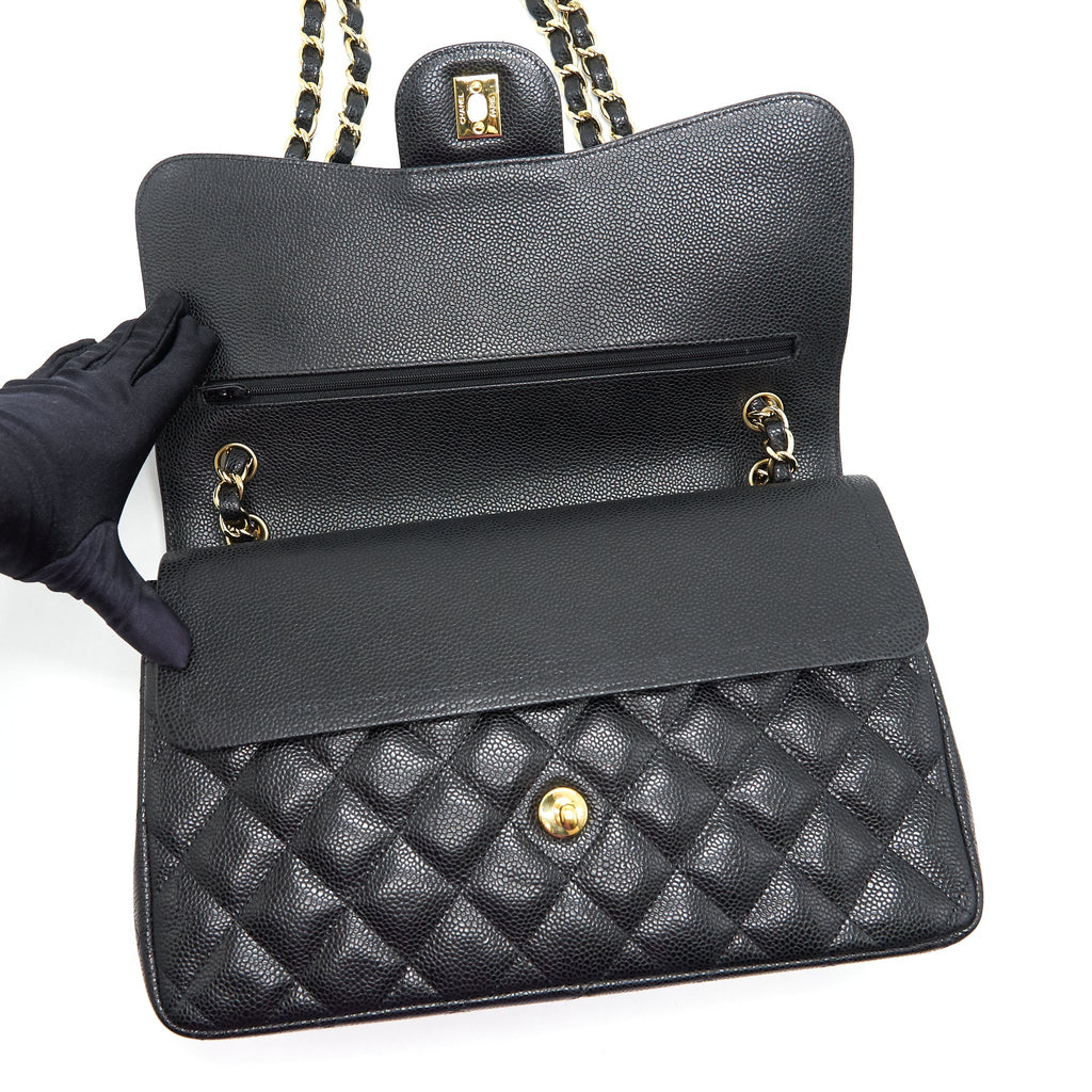 CHANEL CLASSIC JUMBO DOUBLE FLAP BAG BLACK CAVIER GHW