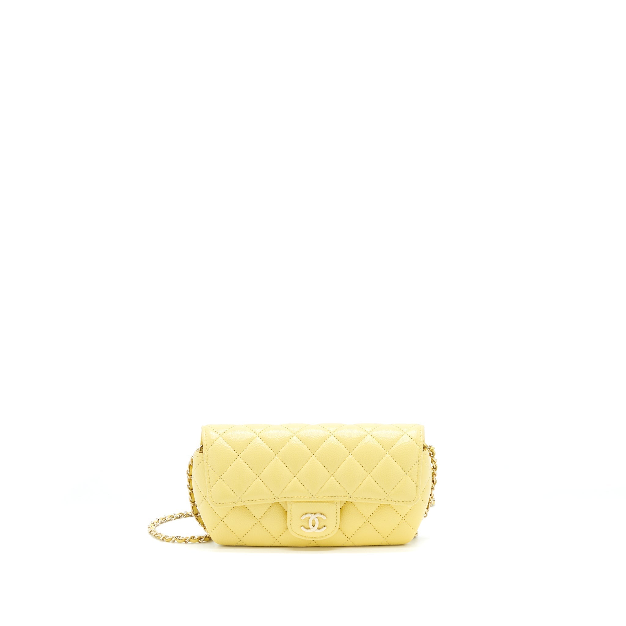 CHANEL GLASSES CASE WITH CHAIN CAVIAR YELLOW