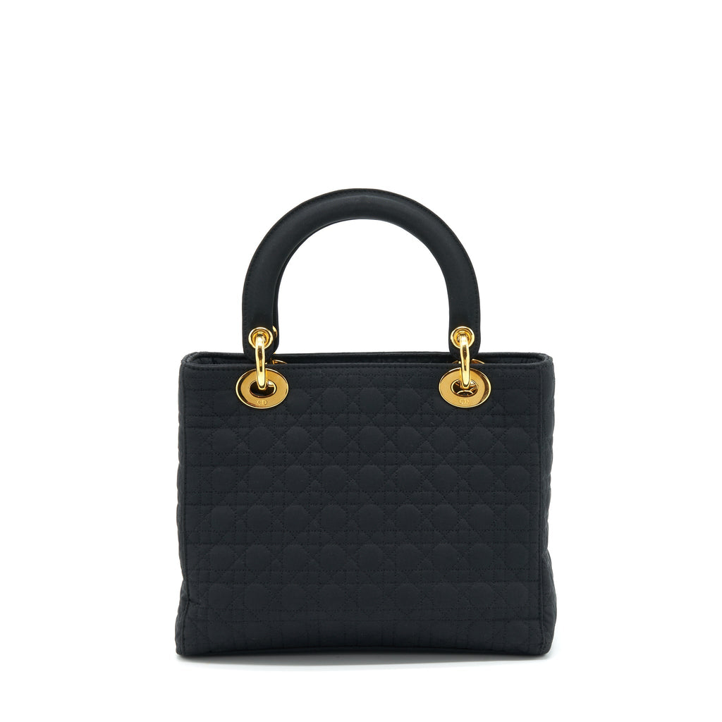 DIOR VINTAGE MEDIUM LADY DIOR FABRIC BLACK GHW