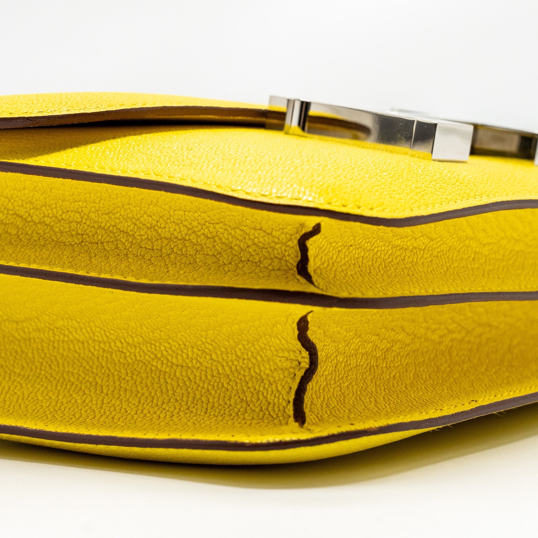 HERMES MINI CONSTANCE CHEVRE MYSORE JAUNE CITRON SHW