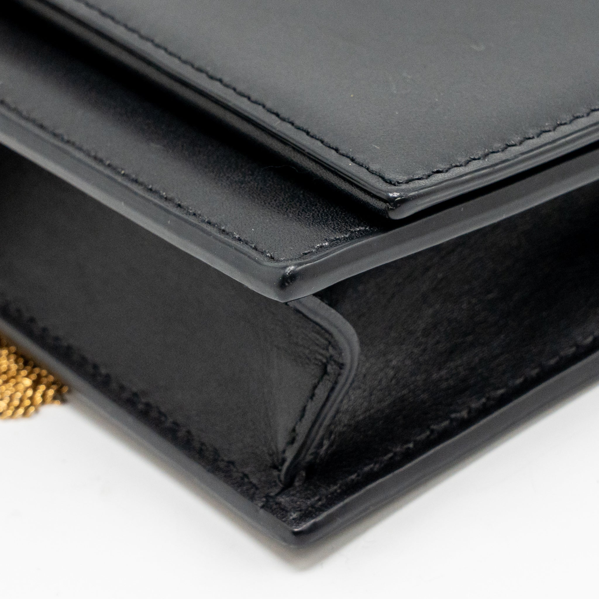 SAINT LAURENT/YSL SMALL TASSEL KATE BAG CALFSKIN BLACK GHW
