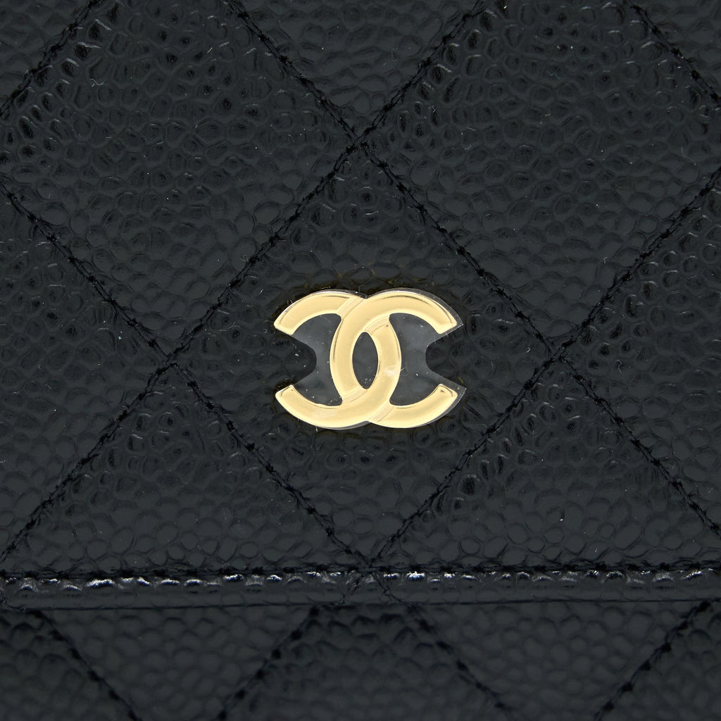 CHANEL CLASSIC WALLET ON CHAIN CAVIAR BLACK GHW (MICROCHIP)