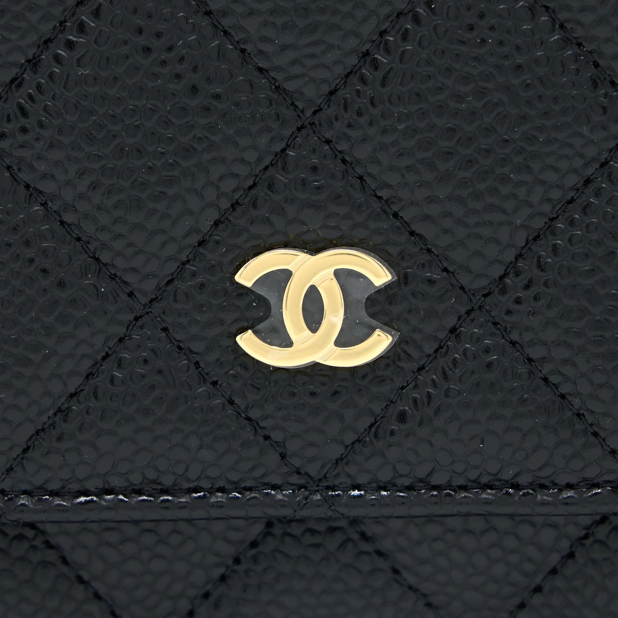 CHANEL CLASSIC WALLET ON CHAIN CAVIAR BLACK GHW (MICROCHIP)