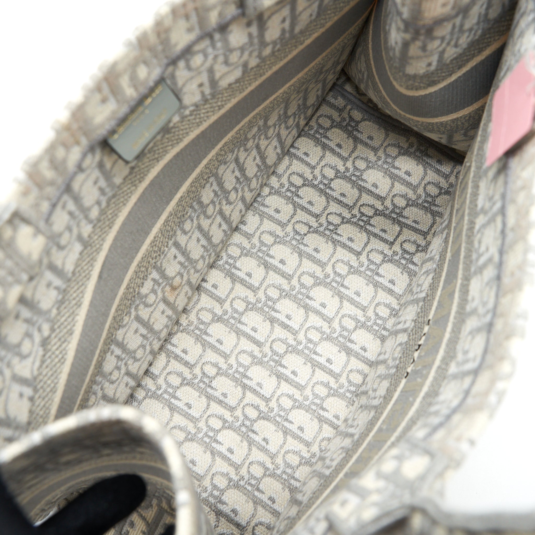 DIOR MEDIUM BOOK TOTE GREY OBLIQUE EMBROIDERY